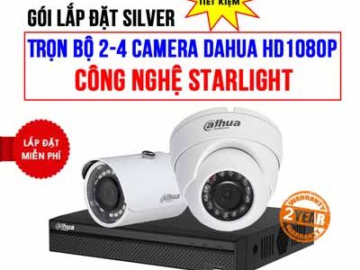 Trọn bộ 2-4 camera DAHUA HD1080P cho cửa hàng (SILVER D42019-3)